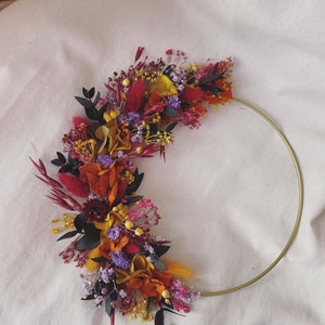 Dried flower crown with first name, customizable Christmas birth gift, boho bedroom wall decoration, baby shower, zero waste birthday
