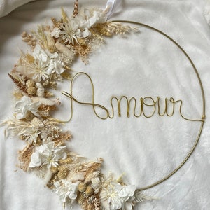 Dried flower crown with first name, customizable Christmas birth gift, boho bedroom wall decoration, baby shower, zero waste birthday