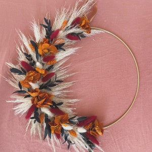 With or without word / first name - Wall crown of dried and stabilized flowers, ideal for boho decoration