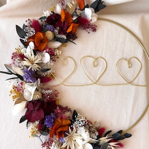 Dried flower crown with first name, customizable birth gift, Christmas, wall decoration, boho bedroom, baby shower, birthday, zero waste