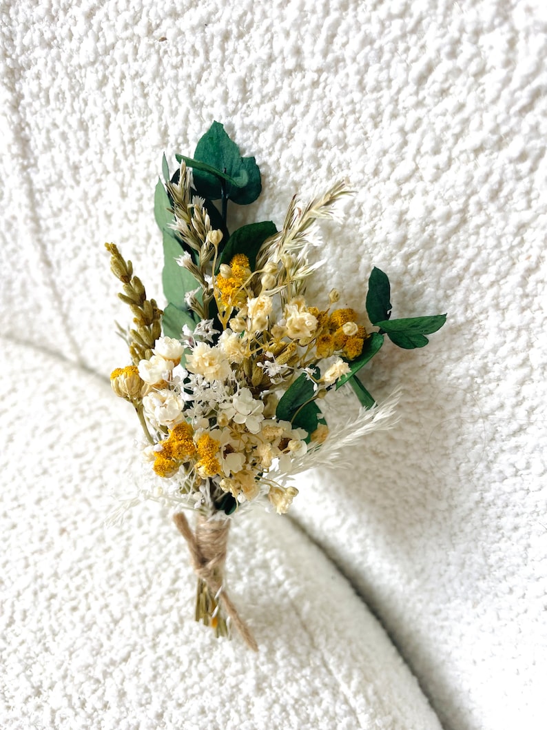 Peigne en fleurs séchées et stabilisées pour mariage bohème blanc beige et naturel image 4