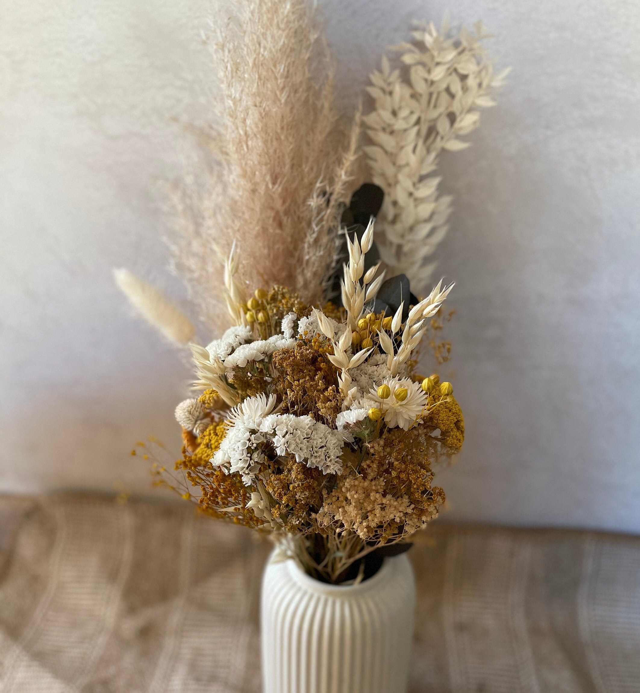 Bouquet Fleurs Séchées Jaune Moutarde