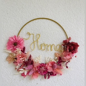 Crown dried flowers first name, customizable Christmas birth gift, boho babyshower bedroom wall decoration and zero waste