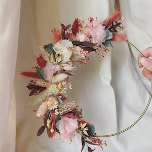 Dried flower crown with first name, customizable Christmas birth gift, boho bedroom wall decoration babyshower birthday zero waste