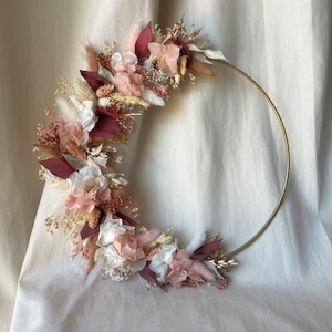 Dried flower crown with first name, customizable Christmas birth gift, boho bedroom wall decoration, baby shower, zero waste birthday