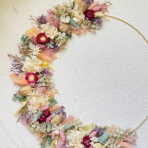 Dried flower crown with first name, customizable Christmas birth gift, boho bedroom wall decoration for country babyshower and zero waste
