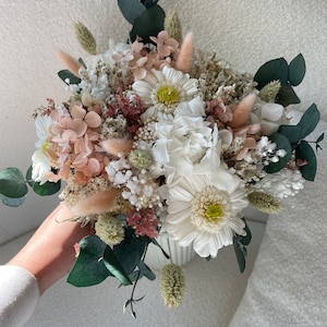 Bridal wedding bouquet - real dried and stabilized flowers - rustic and elegant bouquet