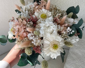 Bouquet mariage mariée - fleurs véritables séchées et stabilisées - bouquet champêtre et élégant