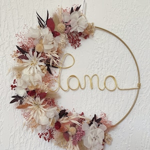 Dried flower crown with first name, customizable Christmas birth gift, boho bedroom wall decoration, baby shower, zero waste birthday