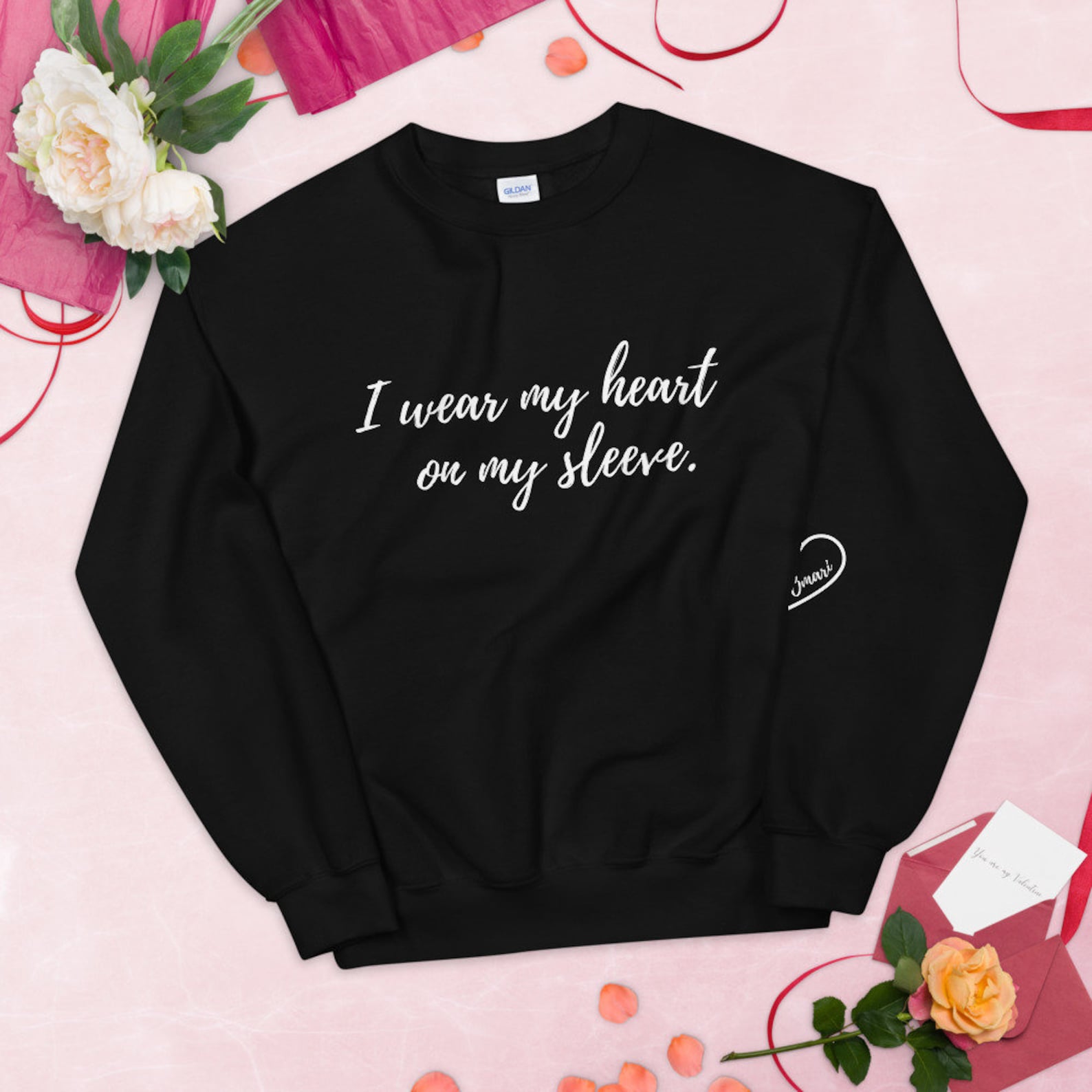 WEAR MY HEART On My Sleeve-Unisex Sweatshirt-Customizable-Soft | Etsy