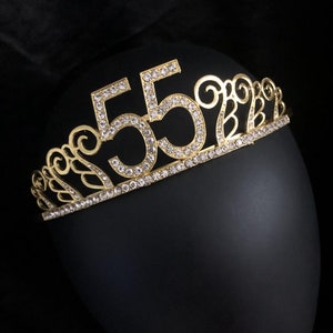 Corona d&#39;oro per il 55esimo compleanno, Tiara per il 55esimo compleanno, Regalo per il 55esimo compleanno per lei, Festa per il 55esimo compleanno, Corona di compleanno, Corona della festa di compleanno per ragazze