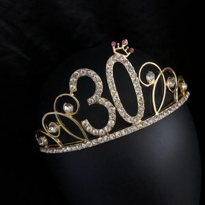 Gold 30th Birthday Crown,30th Birthday Tiara, 30th Birthday gift for her, 30th birthday Party, Birthday Crown,Birthday Party crown for girls
