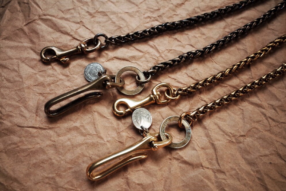 Handmade Vintage Solid Brass Wallet Chain With Fish Hook,single Link ...
