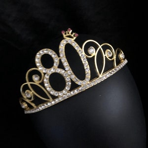 Gold 80er Geburtstag Krone, 80er Geburtstag Tiara, 80er Geburtstag Geschenk für sie, 80er Geburtstagsparty, Geburtstagskrone, Geburtstagsparty Krone für Mädchen