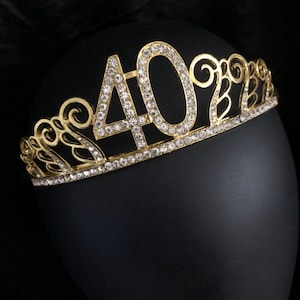 Coroa de ouro para 40º aniversário, tiara para 40º aniversário, presente de 40º aniversário para ela, festa de 40º aniversário, coroa de aniversário, coroa de festa de aniversário para meninas