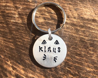 Low Alpine Hand Stamped Pet ID Tag Dog Cat Horse mountain pine tree handstamped custom collar silver gold brass copper steel metal