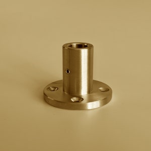 TYPE E - Flange with screw holes. Customized brass shelf, brass shelving unit. Unlacquered, satin and solid brass connector.