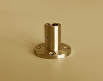 TYPE E - Flange with screw holes. Customized brass shelf, brass shelving unit. Unlacquered, satin and solid brass connector.