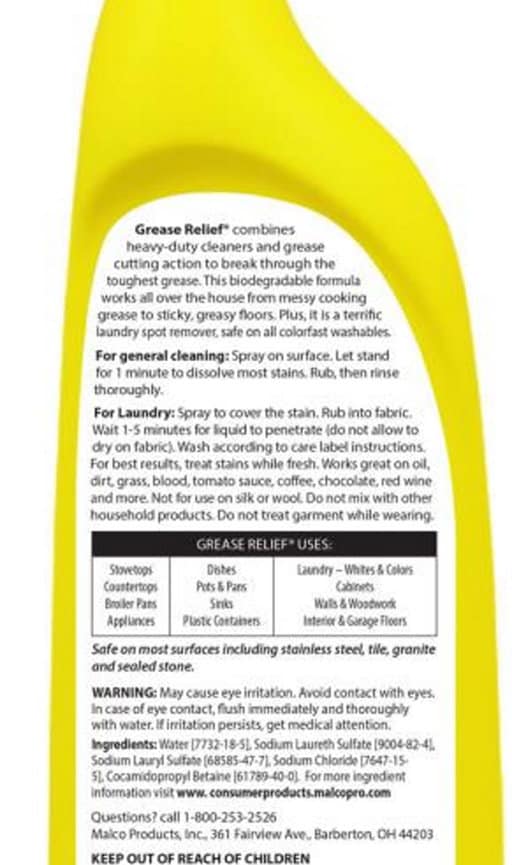 Grease relief Degreaser and Laundry Stain Remover 18 Ounce Etsy