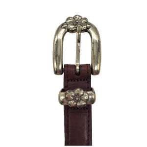 Vintage Brighton Braided Leather Belt Womens 32 Black Silver Floral Concho Q2403 Brighton Leather Flower Belts for Women for sale | eBay main image 3