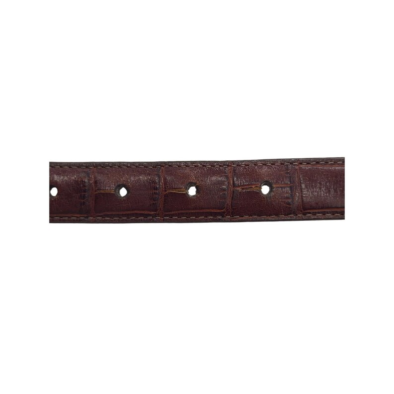 VTG Brighton Brown Leather Belt Silver Heart Buckle Croc Embossed Small 28 image 8