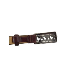 VTG Brighton Brown Leather Belt Silver Heart Buckle Croc Embossed Small 28 image 7