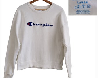 VTG Reverse Weave ALL BLUE tag Champion Embroidered Logo Sweatshirt Large