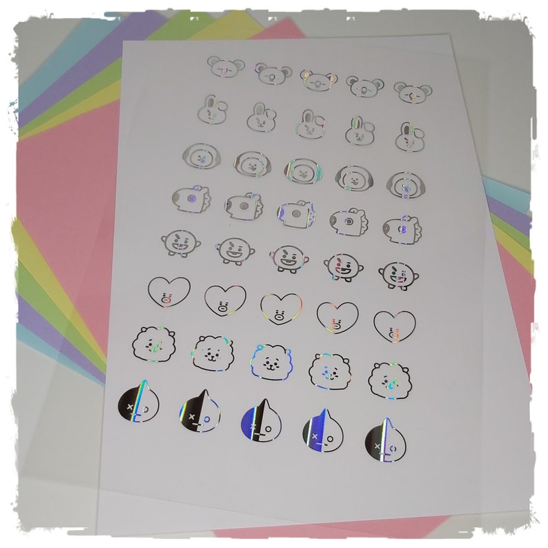 BTS Foil Insert ~ A4 ~ Holographic ~ KPOP Foiled Acetate ~ Resin Supplies ~ Craft Embellishment ~ Scrapbooking ~ Papercraft