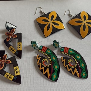 Tiki style earrings, vintage