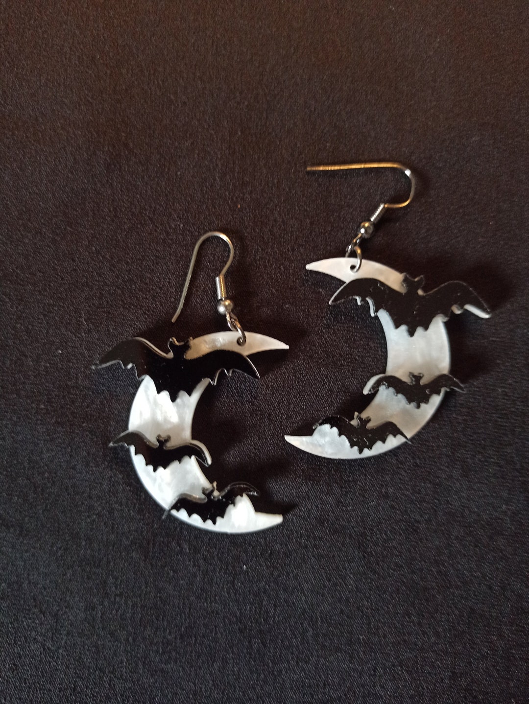 Miniblings Fledermaus Ohrringe Schwarz - Vampir Flughund Halloween Schmuck