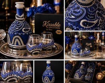 luxury-styled wrapped Decanter Tray Set