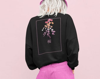 Sakura Haiku Lesbian Sweatshirt - Gender Neutral Pride Sweatshirt - Kawaii Lesbian Sweater, Cute Bookworm Gift, Subtle Lesbian Flag Color