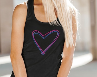 Heart Bisexual Tank Top Racerback Subtle Bisexual Pride Tank Top Bisexual Gifts Bi Tank Top Bi Pride Tank Top Bisexual Clothing Queer Tank