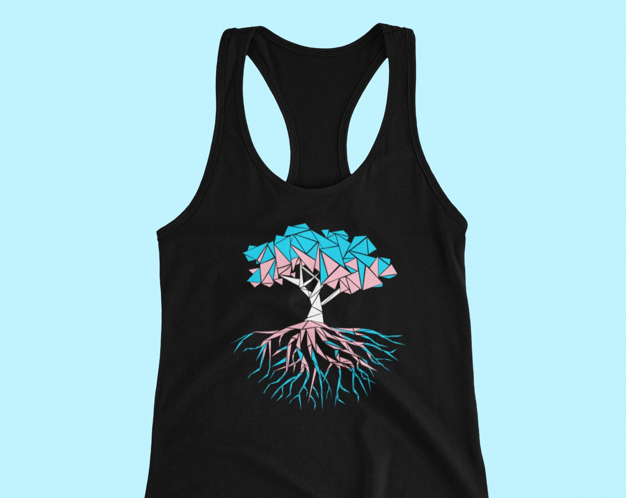 Discover Abstract Tree Trans Racerback Tank - Cute Trans Fashion, Cool Trans Rights, Pretty Trans Pride