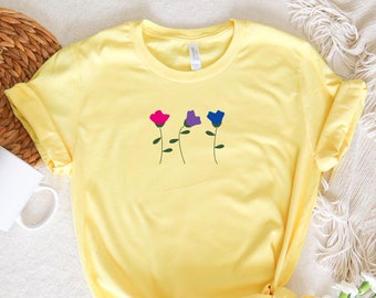 Subtle Flower Bisexual Shirt, Bisexual Pride, Pride Shirt, Bi Shirt, Bisexual Gift Ideas, Bi Pride, Bisexual Pride, Gender Neutral Shirt