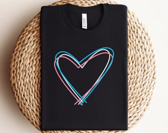 Heart Trans Shirt, Trans Pride, Trans, LGBTQ Gift, Transgender MTF Clothing, Queer Owned Shops, Subtle Pride, Transgender Ally, Trans Rights