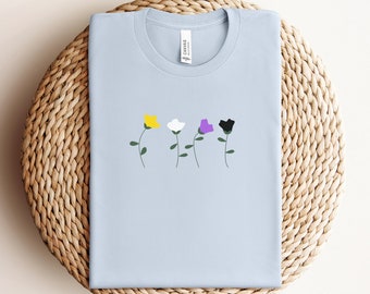 Flower Nonbinary Shirt, Nonbinary, LGBT, LGBTQ, Enby Gifts, Pride Shirt, Queer Owned Shops, Subtle Pride, Nonbinary Pride, Non Binary, Enby