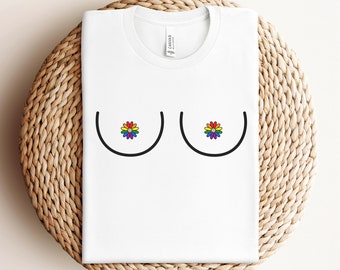 Boobs LGBTQ Shirt, Asexual, LGBT, Lesbian, Bisexual Gifts, Pride Shirt, Queer Owned Shops, Subtle Pride, Bisexual, Pride, Pansexual, Queer