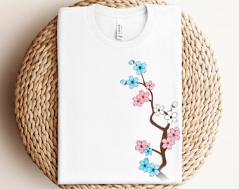 Sakura Trans Shirt, Trans Pride, LGBT, LGBTQ, Transgender MTF Clothing, Queer Owned Shops, Subtle Pride, Transgender Ally, Trans Rights