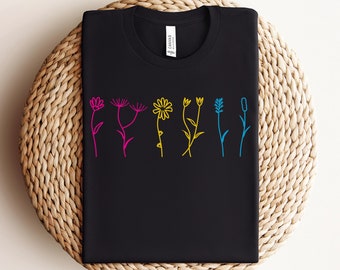 Wildflower Pansexual Shirt, Pansexual, LGBT, LGBTQ, Pansexual Gifts, Pride Shirt, Queer Owned Shops, Subtle Pride, Pansexual Flag, Pride