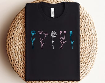 Wildflower Trans Shirt, Trans Pride, Trans, LGBTQ, Transgender MTF Clothing, Queer Owned Shops, Subtle Pride, Transgender Ally, Trans Rights
