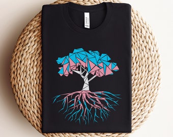 Abstract Tree Trans Shirt, Trans Pride, Trans, LGBT, LGBTQ, Transgender MTF Clothing, Queer Owned Shops, Subtle Pride, Transgender Ally