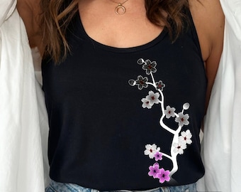 Sakura Asexual Racerback Tank Top - Asexual Pride, Ace Gift Ideas, Ace Flag Color, Subtle Asexual, Subtle Ace, Cute Asexual Outfit