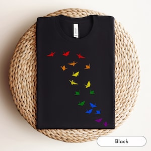 Origami Crane LGBTQ Shirt, Asexual, LGBT, Lesbian, Bisexual Gifts, Pride Shirt, Queer Owned Shops, Subtle Pride, Bisexual, Trans, Pansexual