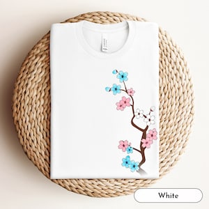 Sakura Trans Shirt, Trans Pride, LGBT, LGBTQ, Transgender MTF Clothing, Queer Owned Shops, Subtle Pride, Transgender Ally, Trans Rights