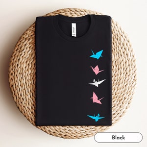 Origami Kranich Trans Shirt, Trans Pride, Trans, Transgender MTF Kleidung, Queer besitzt Geschäfte, subtiler Stolz, Transgender Verbündeter, Trans Rechte
