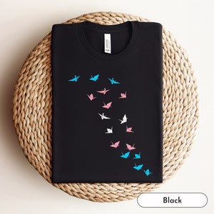 Paper Crane Trans Shirt, Trans Pride, Trans, LGBT, Transgender MTF Kleidung, Queer besitzt Geschäfte, subtiler Stolz, Transgender Ally, Trans Rechte