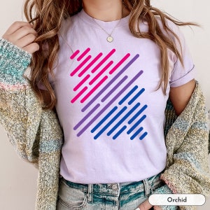 Camiseta con rayas de bandera bisexual Comfort Colors®, camiseta del orgullo bisexual, camiseta bisexual linda, camiseta bisexual abstracta, camiseta bisexual sutil, orgullo bisexual