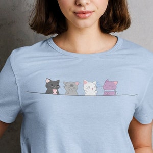 Kawaii Cats Asexual Pride Shirt - Asexual Shirt - Gender Neutral Shirt