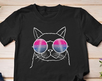 Cool Cat Bisexual Flag Shirt - Gender Neutral Shirt - Subtle Bisexual Shirt, Bisexual T-Shirt, Bi Pride Shirt, Cute Bisexual, Bisexual Gift